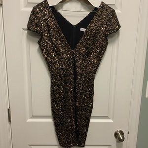 Dress the Population Black and Gold Sequin Dress